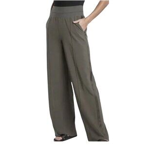 Athleta Womens10 Nolita Wide Leg Pants Olive Green Relaxed Fit Pockets Pull On